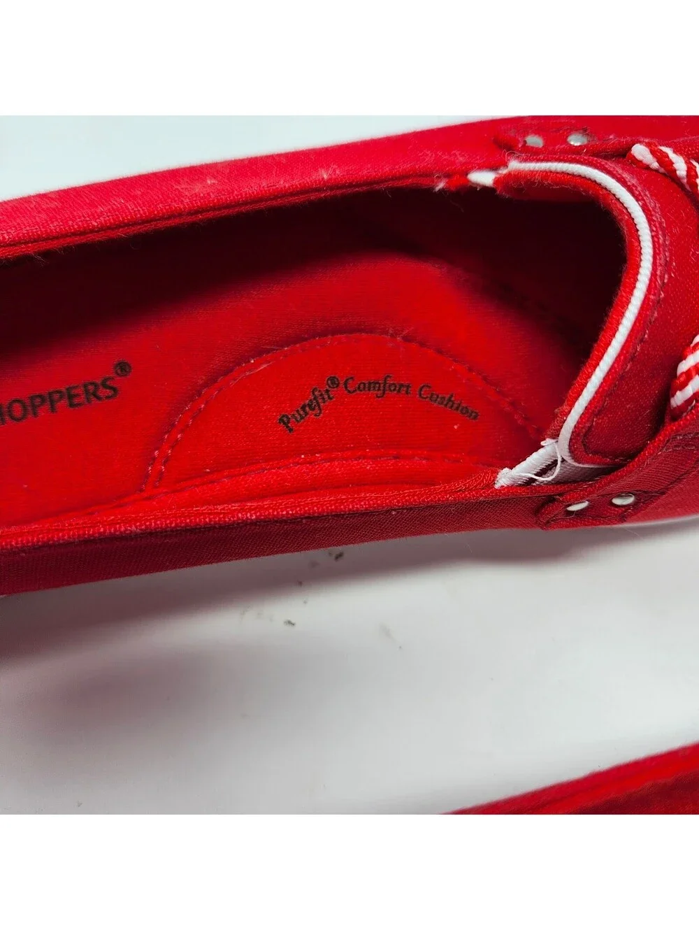 Grasshoppers Casual Red Canvas Boat Loafers Comfort Shoes Women's 7 New